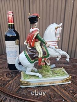 Vintage German dresden porcelain Prince eugene napoleon general horse statue