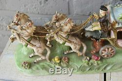 Vintage German porcelain Coach Carriage princess horses