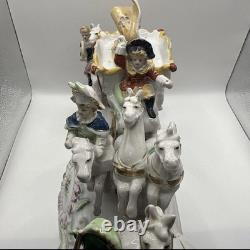 Vintage German porcelain coach carriage princess nobles 6 horses statue