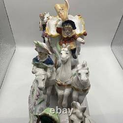 Vintage German porcelain coach carriage princess nobles 6 horses statue