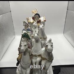 Vintage German porcelain coach carriage princess nobles 6 horses statue