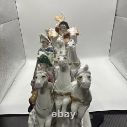 Vintage German porcelain coach carriage princess nobles 6 horses statue