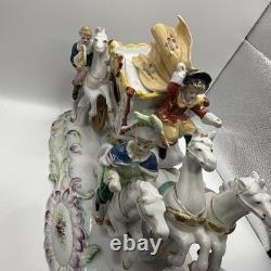 Vintage German porcelain coach carriage princess nobles 6 horses statue