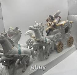 Vintage German porcelain coach carriage princess nobles 6 horses statue