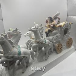 Vintage German porcelain coach carriage princess nobles 6 horses statue