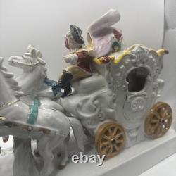 Vintage German porcelain coach carriage princess nobles 6 horses statue