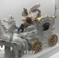 Vintage German porcelain coach carriage princess nobles 6 horses statue