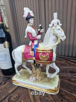 Vintage German scheibe alsbach porcelain napoleon garde imperial horse statue