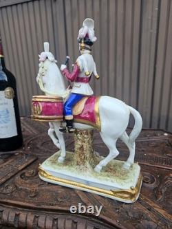 Vintage German scheibe alsbach porcelain napoleon garde imperial horse statue