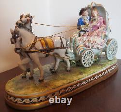 Vintage Germano Cortese Couple in Open Coach with2 Horses Perfect Condition