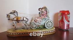 Vintage Germano Cortese Couple in Open Coach with2 Horses Perfect Condition