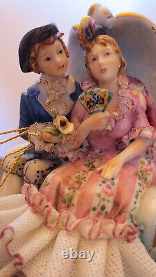 Vintage Germano Cortese Couple in Open Coach with2 Horses Perfect Condition