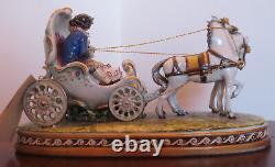 Vintage Germano Cortese Couple in Open Coach with2 Horses Perfect Condition