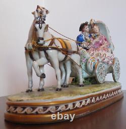 Vintage Germano Cortese Couple in Open Coach with2 Horses Perfect Condition