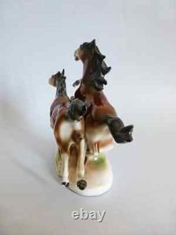Vintage Germany Porcelain Figurine Couple OF Horses Lippelsdorf Stamped