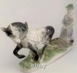 Vintage Germany Porcelain Kronenadler 7728 Men With Horse Rare It/320