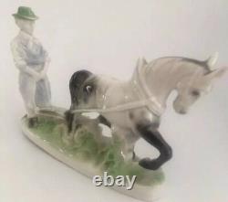 Vintage Germany Porcelain Kronenadler 7728 Men With Horse Rare It/320