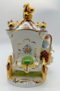 Vintage Gerold Porzellan Tettau Bavaria Horse Drawn Carriage Figurine Gold