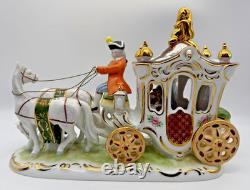 Vintage Gerold Porzellan Tettau Bavaria Horse Drawn Carriage Figurine Gold