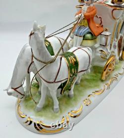 Vintage Gerold Porzellan Tettau Bavaria Horse Drawn Carriage Figurine Gold