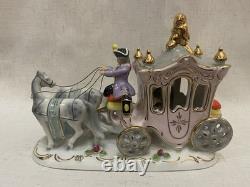 Vintage Gerold Porzellan Tettau Bavaria Horse Drawn Carriage Figurine Gold, Lace
