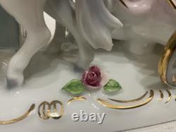 Vintage Gerold Porzellan Tettau Bavaria Horse Drawn Carriage Figurine Gold, Lace