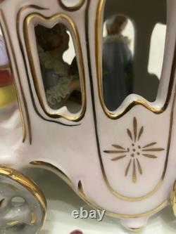 Vintage Gerold Porzellan Tettau Bavaria Horse Drawn Carriage Figurine Gold, Lace