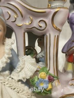 Vintage Gerold Porzellan Tettau Bavaria Horse Drawn Carriage Figurine Gold, Lace