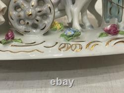 Vintage Gerold Porzellan Tettau Bavaria Horse Drawn Carriage Figurine Gold, Lace