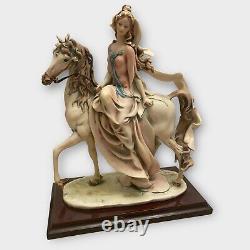 Vintage Giuseppe Armani Lady On Horse Figurine Capodimonte Signed 1985 Italy