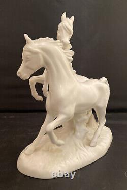 Vintage Goebel White Bisque Porcelain 2 Galloping Horses Figurine # 3232 1977