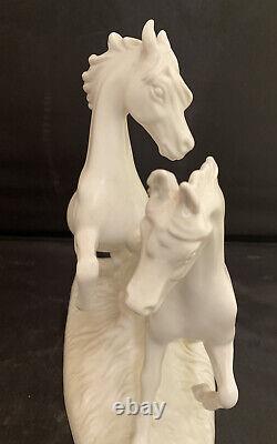 Vintage Goebel White Bisque Porcelain 2 Galloping Horses Figurine # 3232 1977