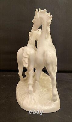 Vintage Goebel White Bisque Porcelain 2 Galloping Horses Figurine # 3232 1977