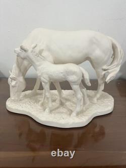 Vintage Goebel White Bisque Porcelain Horse And Foal Figurine