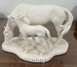Vintage Goebel White Bisque Porcelain Horse And Foal Figurine