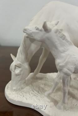 Vintage Goebel White Bisque Porcelain Horse And Foal Figurine