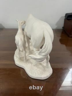 Vintage Goebel White Bisque Porcelain Horse And Foal Figurine