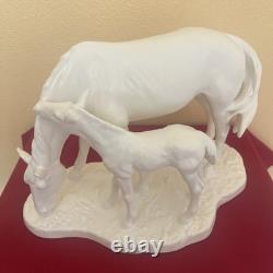 Vintage Goetz bisque porcelain horse and foal figurine. Signed. MINT CONDITION