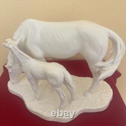 Vintage Goetz bisque porcelain horse and foal figurine. Signed. MINT CONDITION