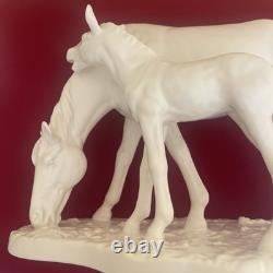 Vintage Goetz bisque porcelain horse and foal figurine. Signed. MINT CONDITION