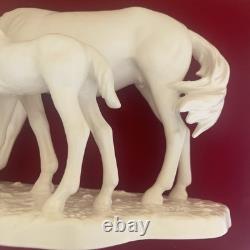 Vintage Goetz bisque porcelain horse and foal figurine. Signed. MINT CONDITION