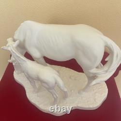 Vintage Goetz bisque porcelain horse and foal figurine. Signed. MINT CONDITION