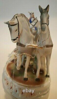 Vintage Grafenthal German Porcelain Figurine With4 Horses and Carriage