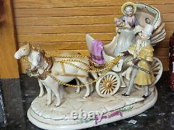 Vintage Grafenthal Porcelain Horses Carriage Man Woman Germany HP-c1893 BEAUTY
