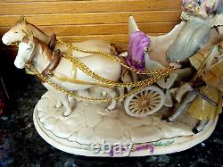 Vintage Grafenthal Porcelain Horses Carriage Man Woman Germany HP-c1893 BEAUTY