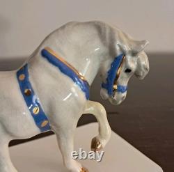 Vintage Hagen Renaker Circus Pony, Head Down, Turquoise Harness