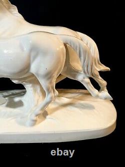 Vintage Handmade Porcelain Horses Wild Stallions Sculpture Figurine GERMANY
