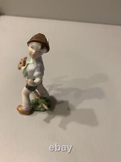 Vintage Herend Hungary Porcelain Figurine, Boy Riding Hobby Horse, Model #5836