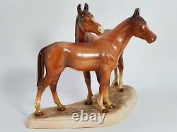 Vintage Hertwig Germany Two Horses Figurine Large Porcelain Horse Statue