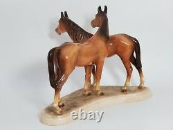 Vintage Hertwig Germany Two Horses Figurine Large Porcelain Horse Statue